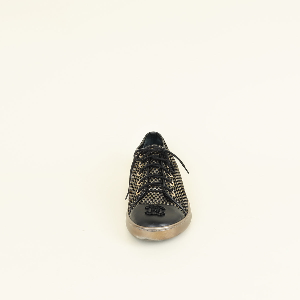 Chanel Bicolor CC Cap Toe Low Top Sneakers 37.5