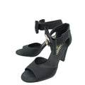 Chanel Black CC Crystal Bow Ankle Sandal 37.5