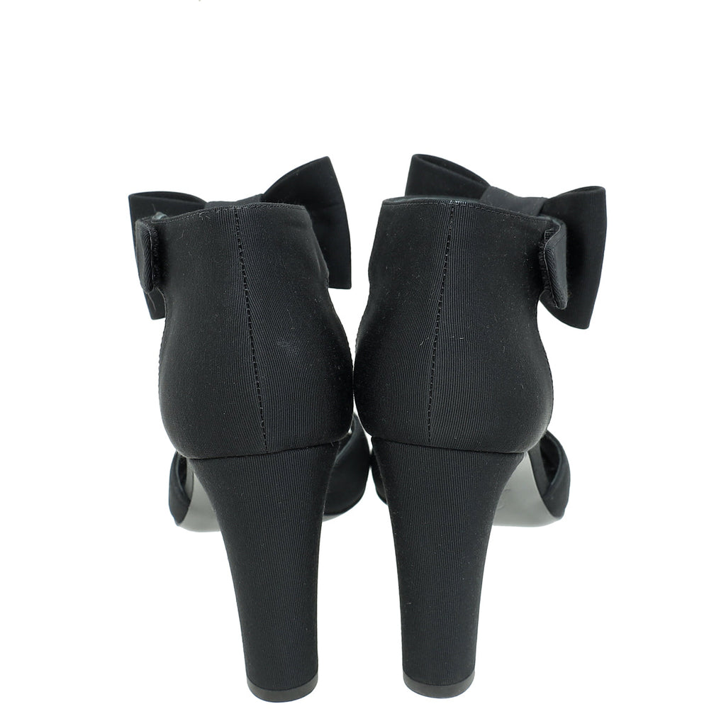 Chanel Black CC Crystal Bow Ankle Sandal 37.5