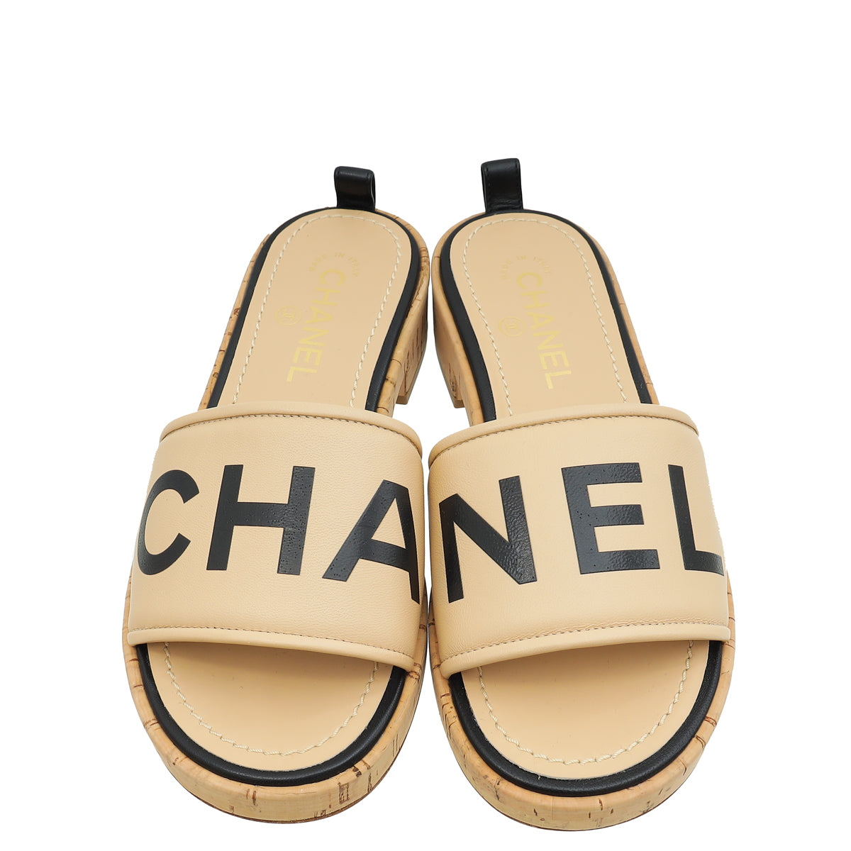 Chanel Beige Chanel Logo Mules Sandals 37.5