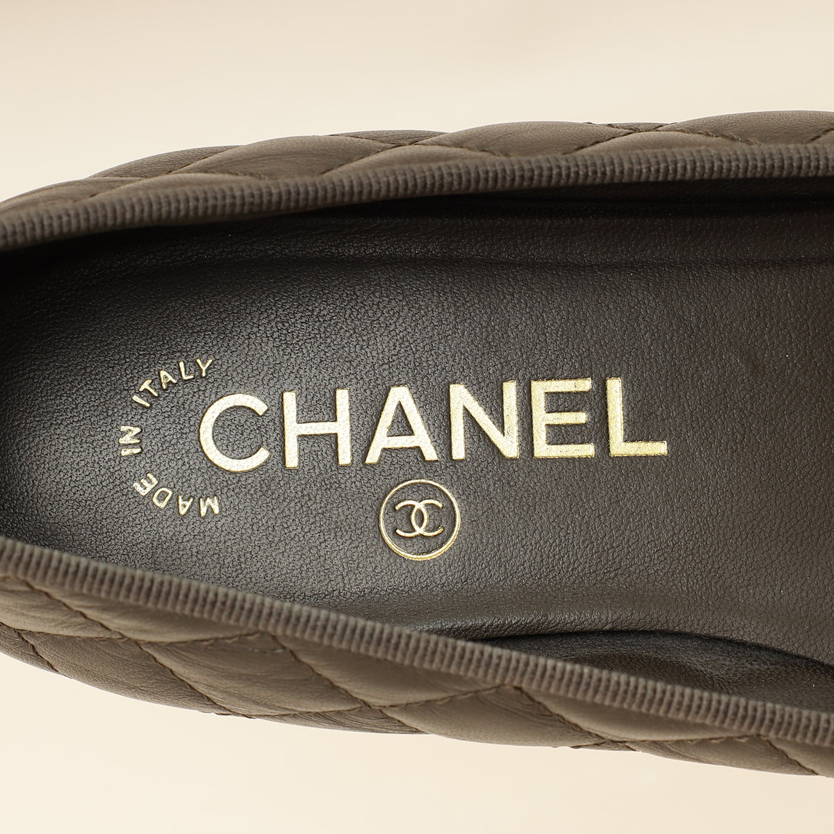 Chanel Brown CC Cap Toe Quilted Flat Ballerina 37.5