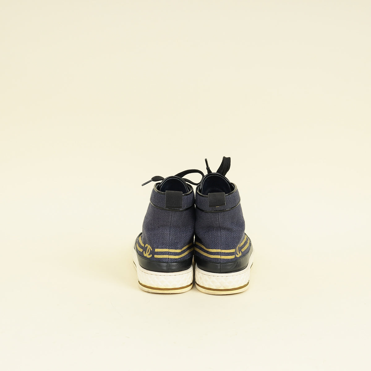 Chanel Navy Blue CC High Top Sneaker