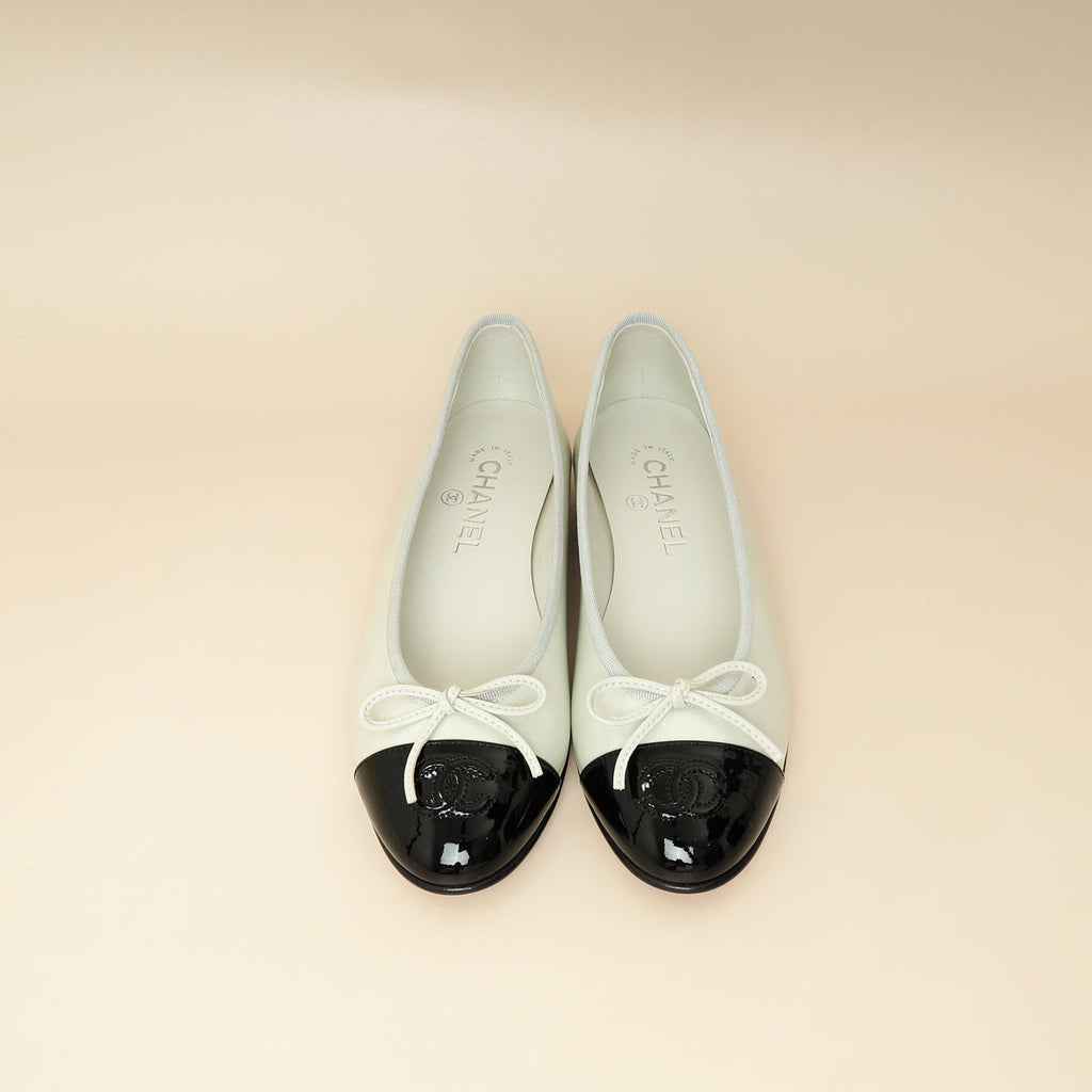 Chanel Bicolor Cap Toe Ballet Flats 37.5