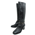 Chanel Black CC Cap Toe Chain High Boots 37.5