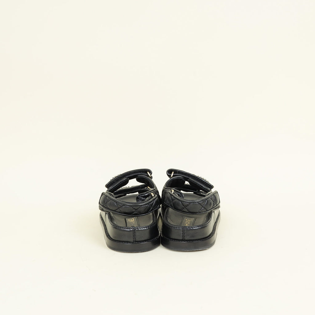 Chanel Black CC Quilted Dad Sandal 37.5