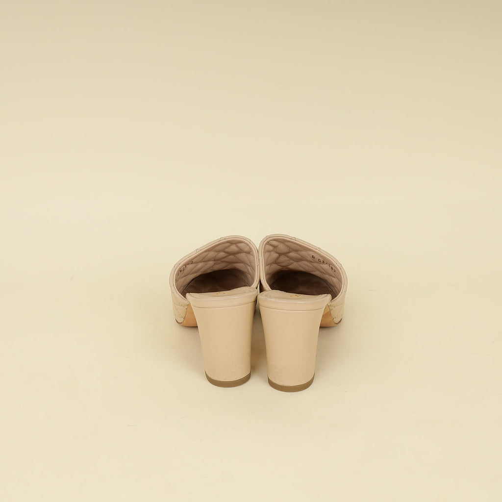 Chanel Bicolor CC Cap Toe Chain Quilted Mules 37.5
