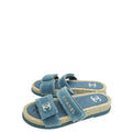 Chanel Blue CC Velvet Slider Espadrille Mules 37