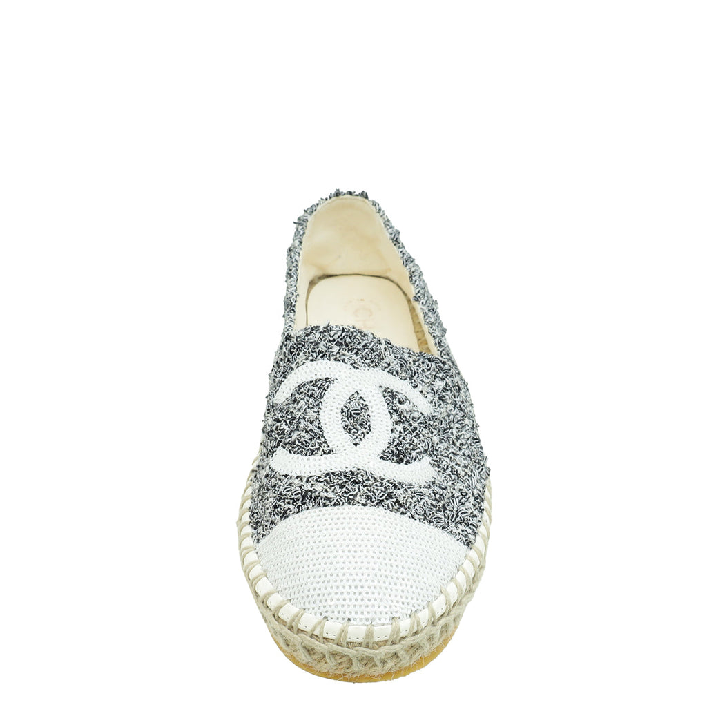 Chanel Bicolor CC Cap Toe Tweed Sequins Espadrille 37