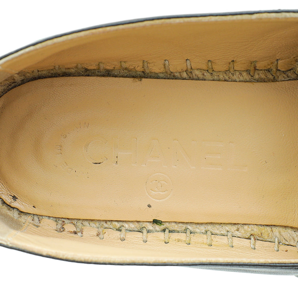 Chanel Black CC Cap Toe Espadrille 37