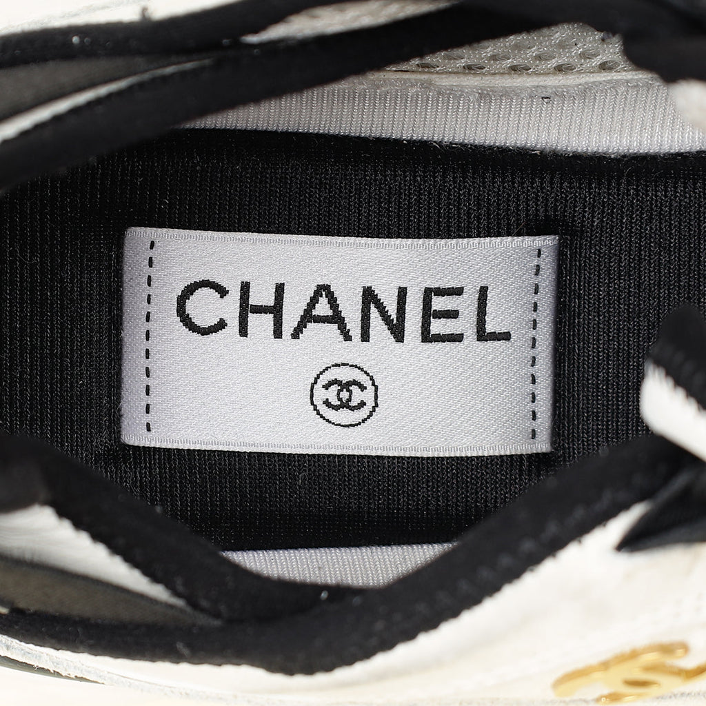 Chanel Bicolor CC Lace Up Sneakers 37.5