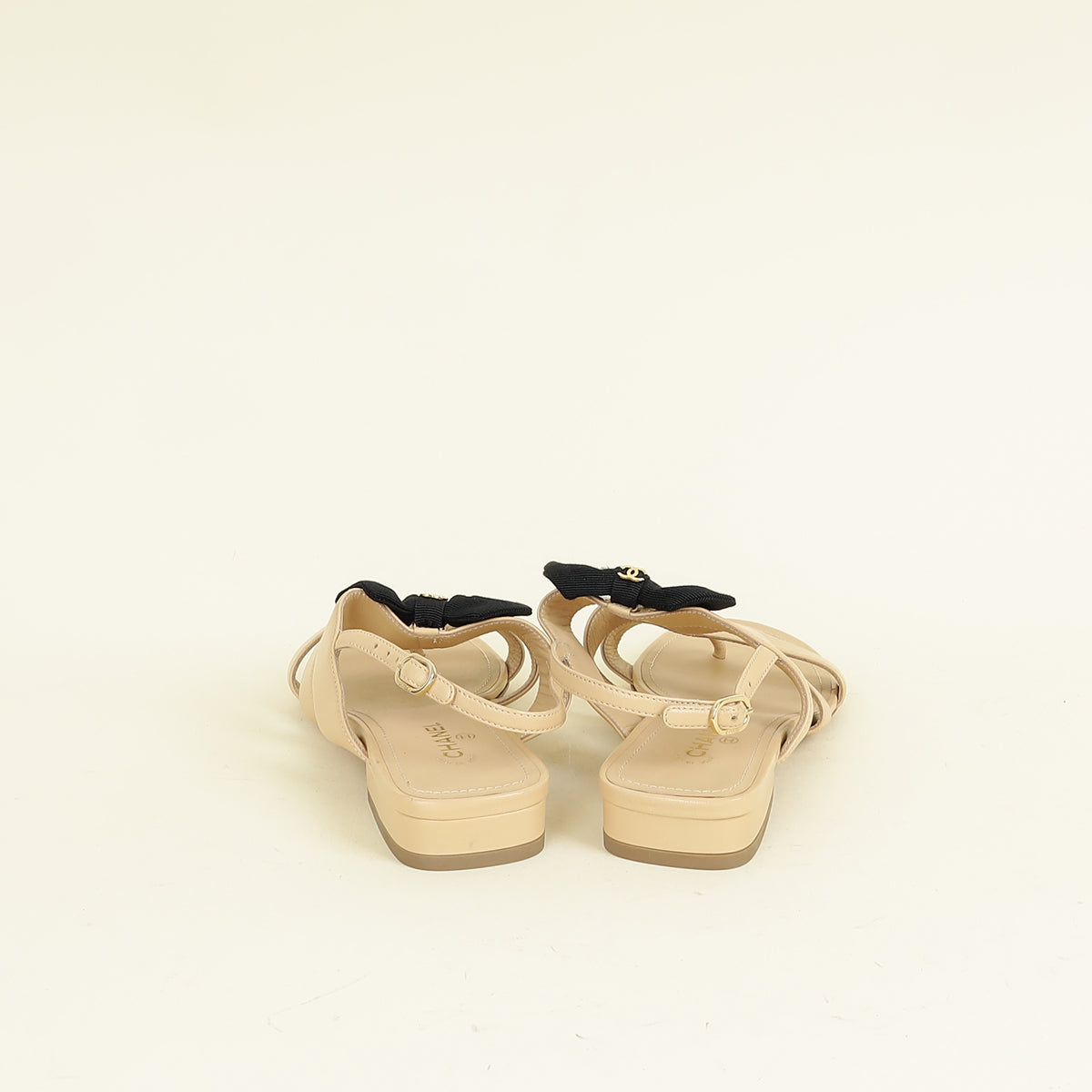 Chanel Beige CC Chain Bow Sandal 37