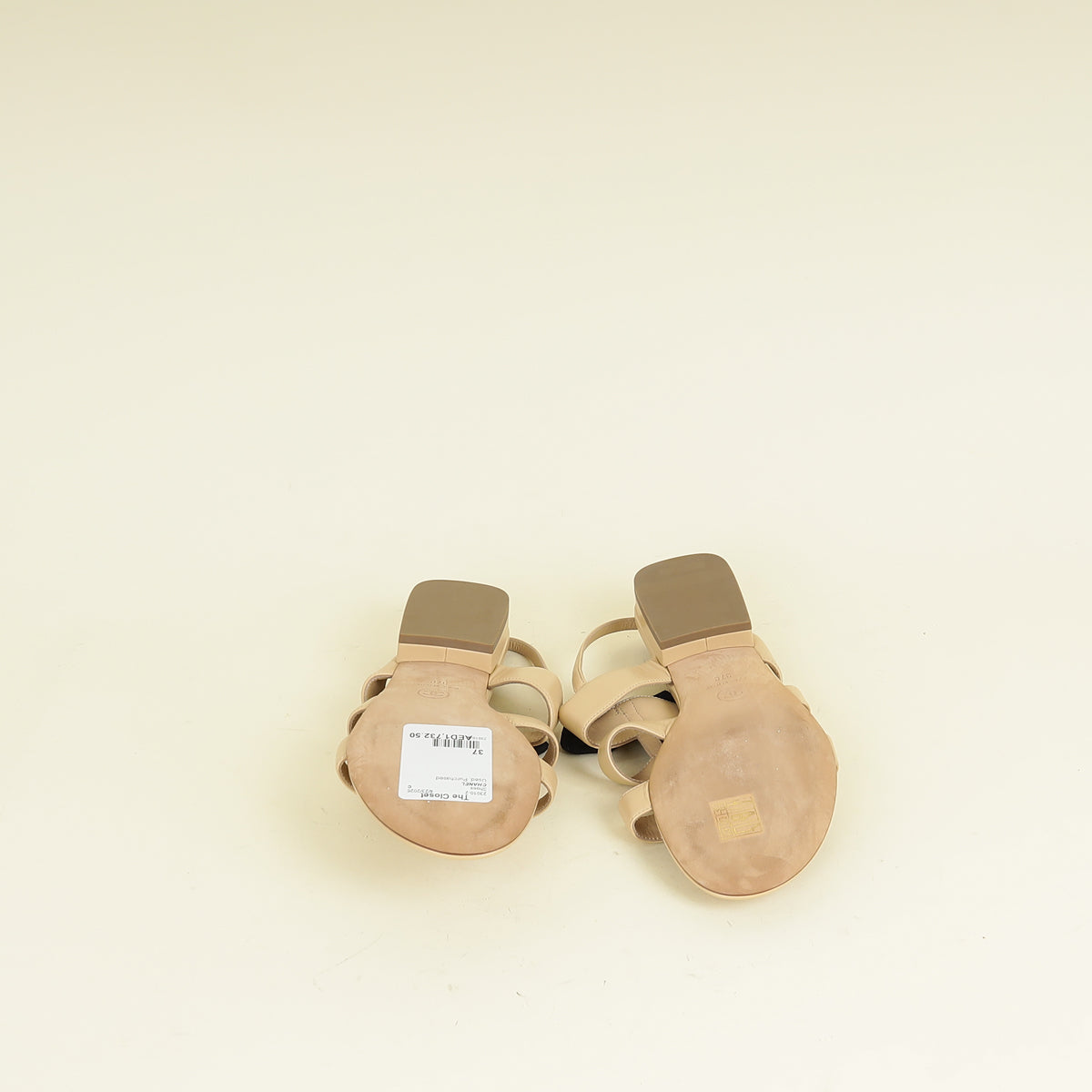 Chanel Beige CC Chain Bow Sandal 37
