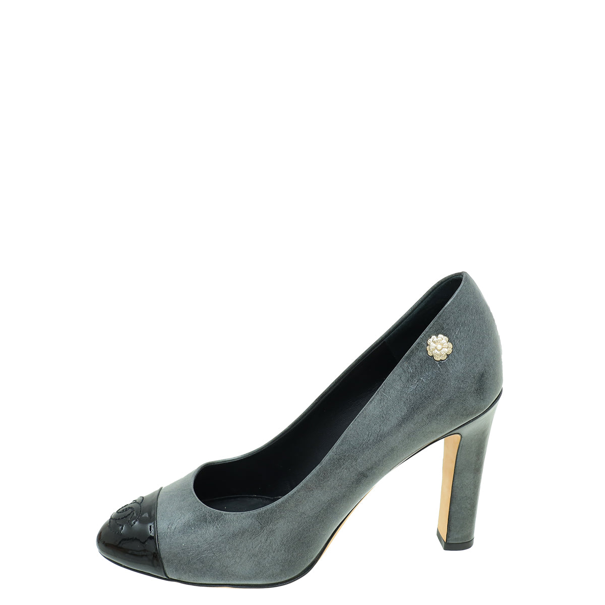 Chanel Bicolor CC Camellia Cap Toe Pump 37