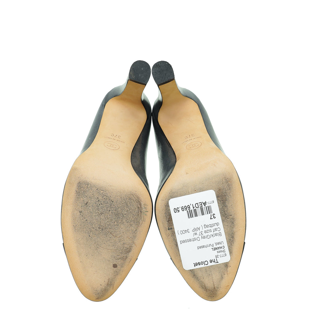 Chanel Bicolor CC Camellia Cap Toe Pump 37