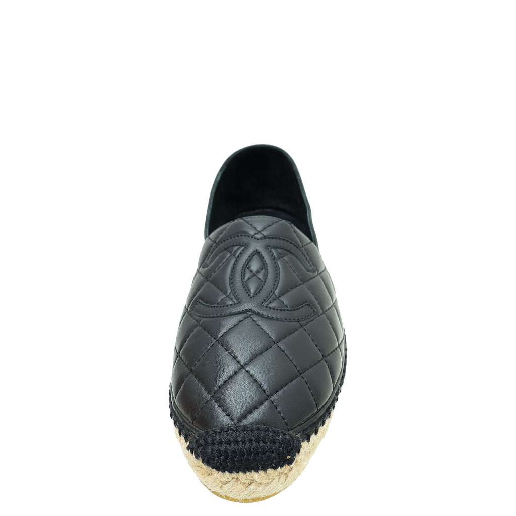 Chanel Black CC Diamond Quilted Espadrille 37