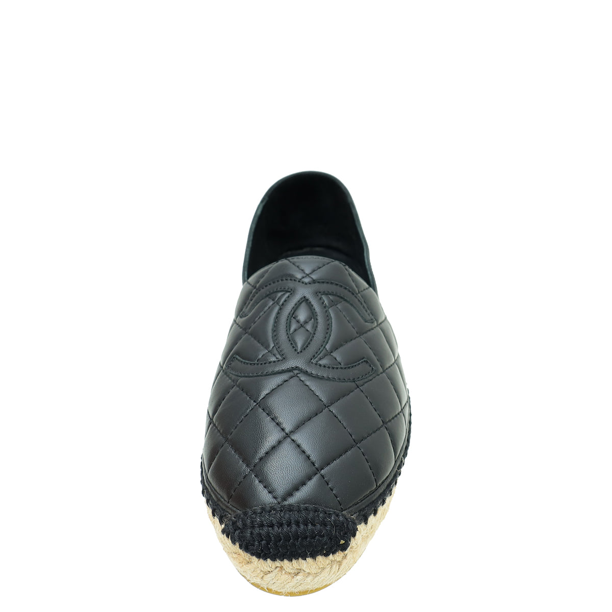 Chanel Black CC Diamond Quilted Espadrille 37