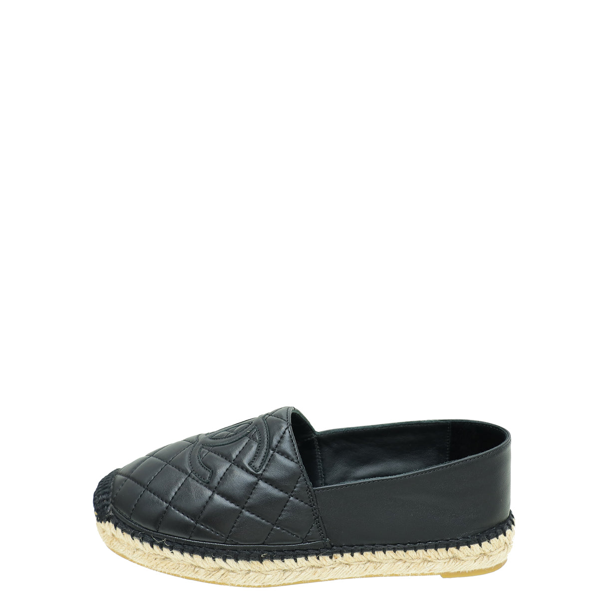 Chanel Black CC Diamond Quilted Espadrille 37
