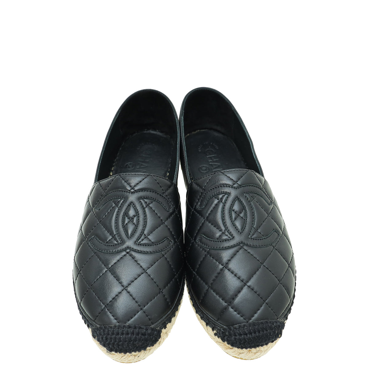 Chanel Black CC Diamond Quilted Espadrille 37