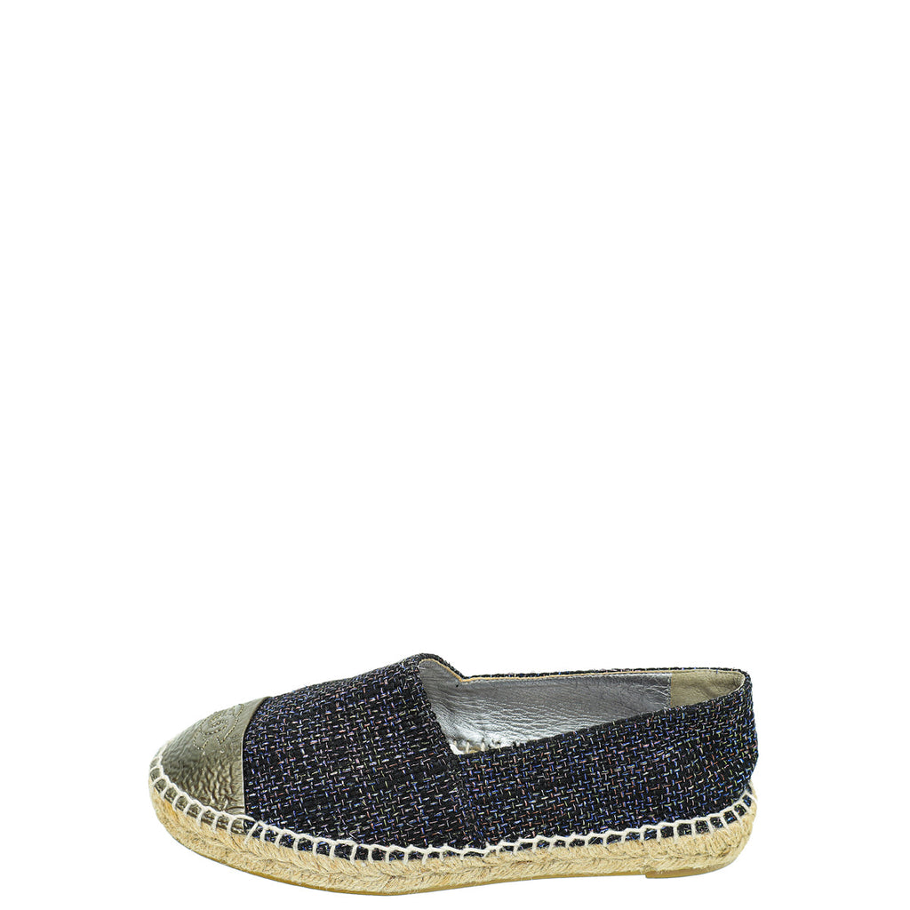 Chanel Bicolor CC Cap Toe Tweed Espadrille 37
