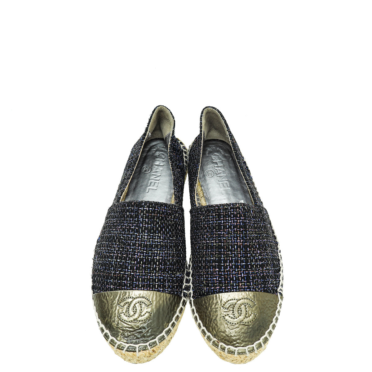 Chanel Bicolor CC Cap Toe Tweed Espadrille 37