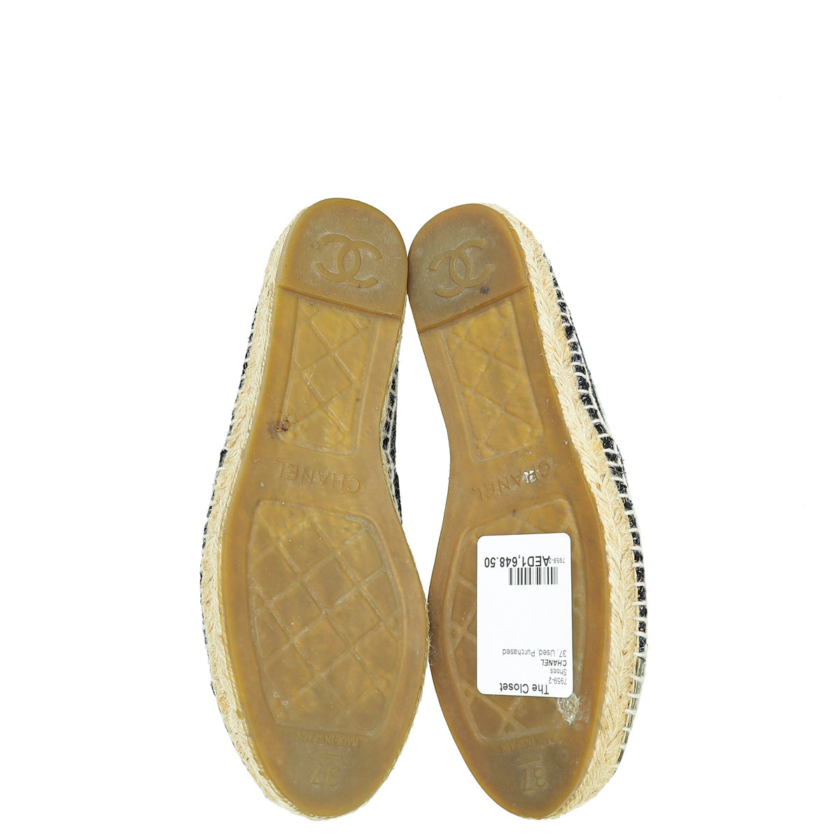 Chanel Bicolor CC Cap Toe Tweed Espadrille 37