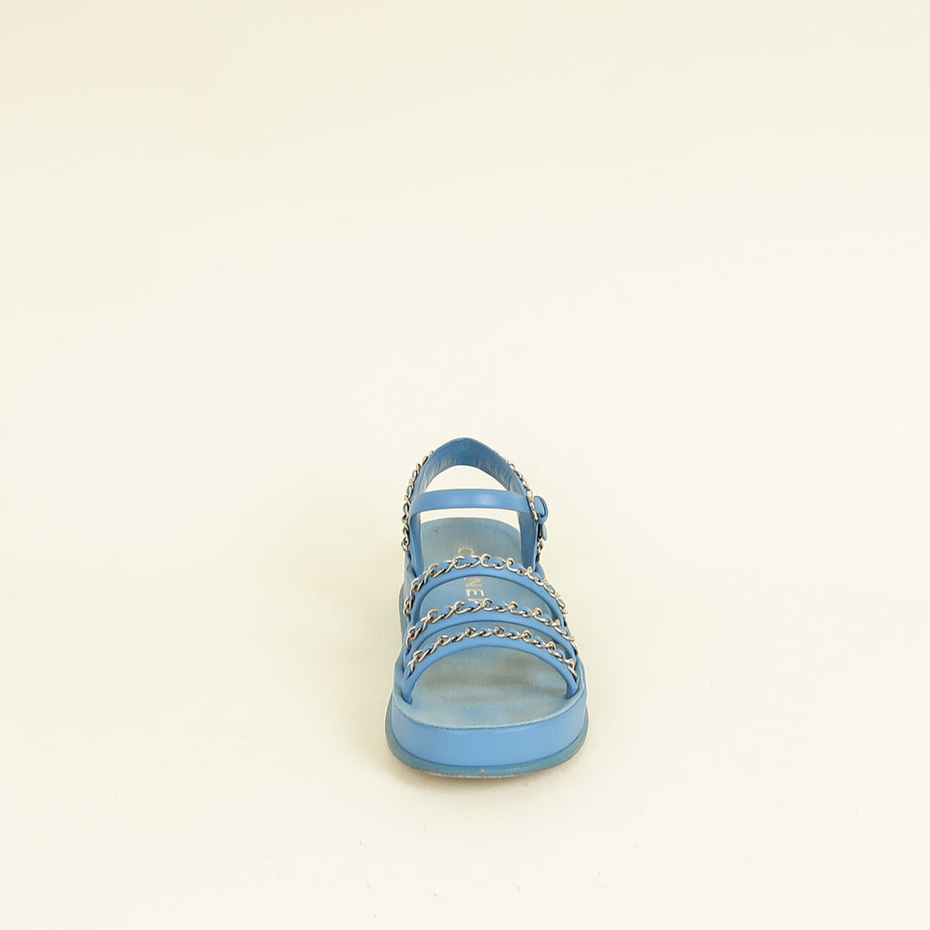 Chanel Blue CC Charm Chain Sandal 37