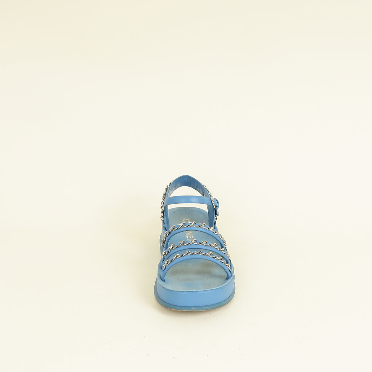 Chanel Blue CC Charm Chain Sandal 37