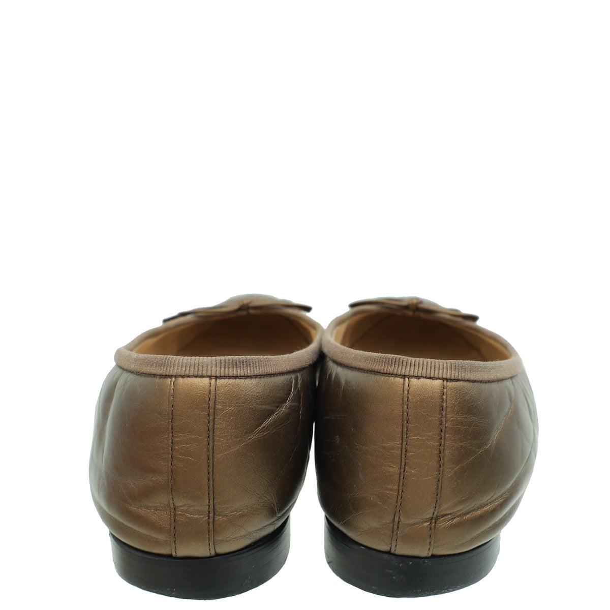 Chanel Metallic Bronze Cap Toe Ballerina Flats 38.5