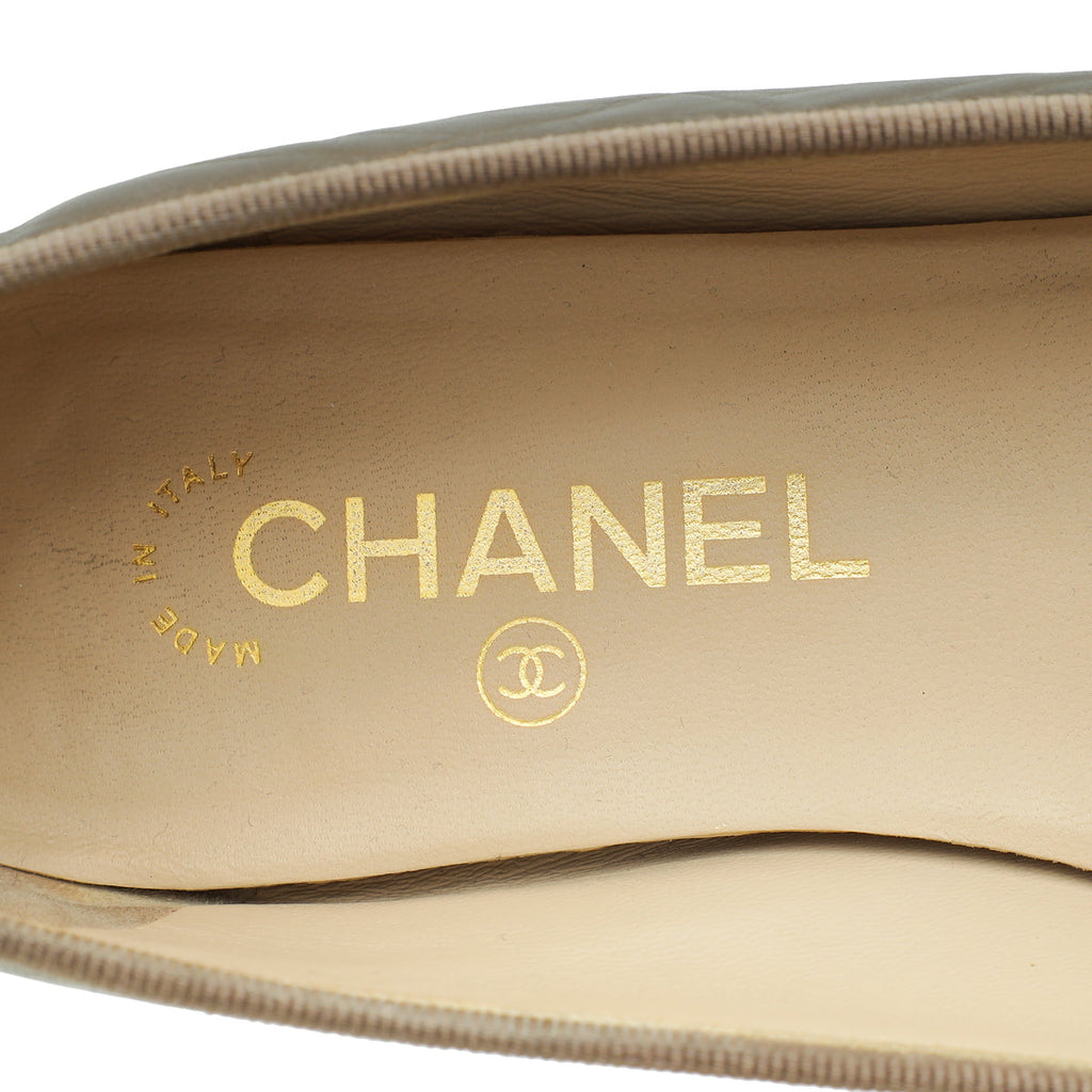 Chanel Metallic Bronze Cap Toe Ballerina Flats 38.5