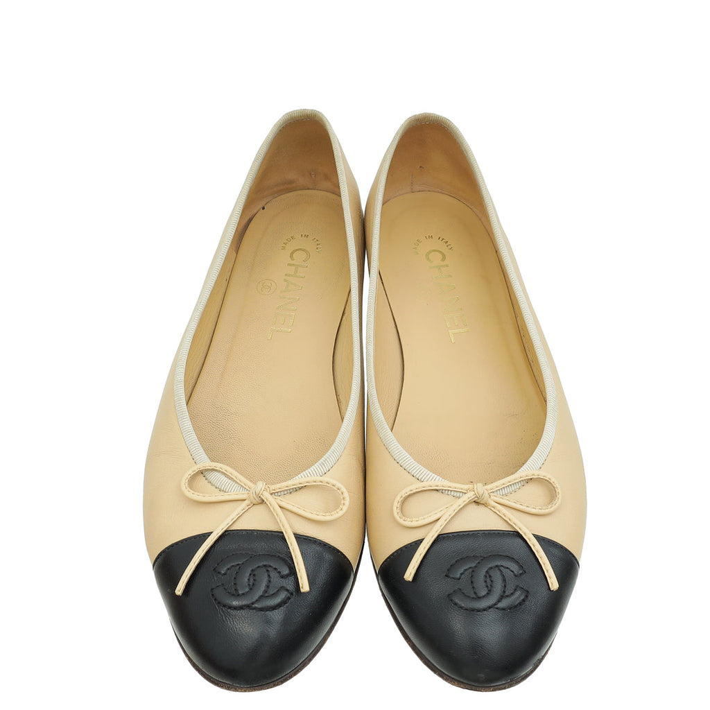 Chanel Bicolor Cap Toe Ballerina Flats 38.5