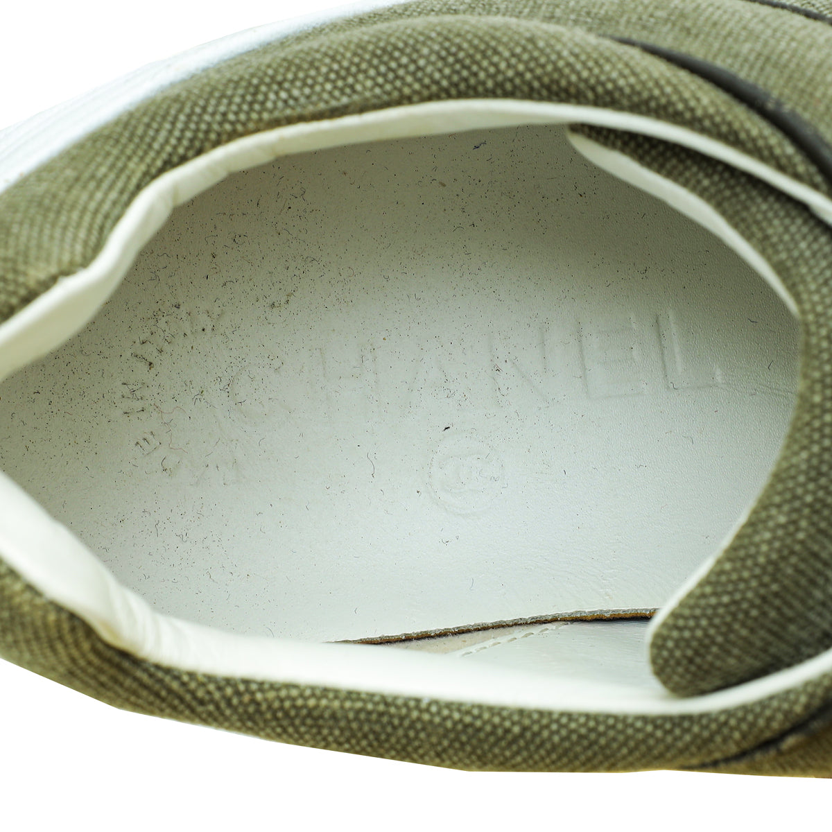 Chanel Light Military Green CC Lace Up Sneakers 38.5