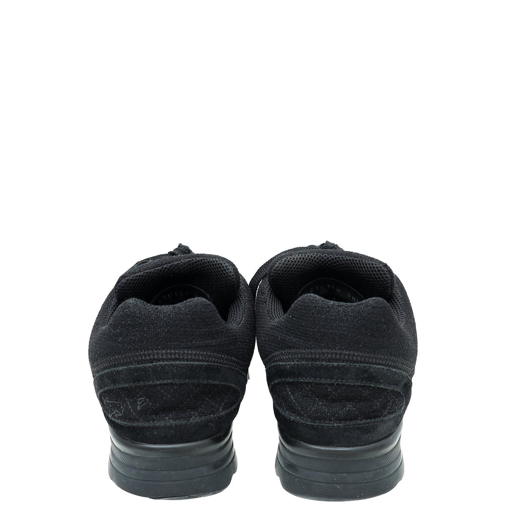 Chanel Black CC Suede Trainer Sneaker 38