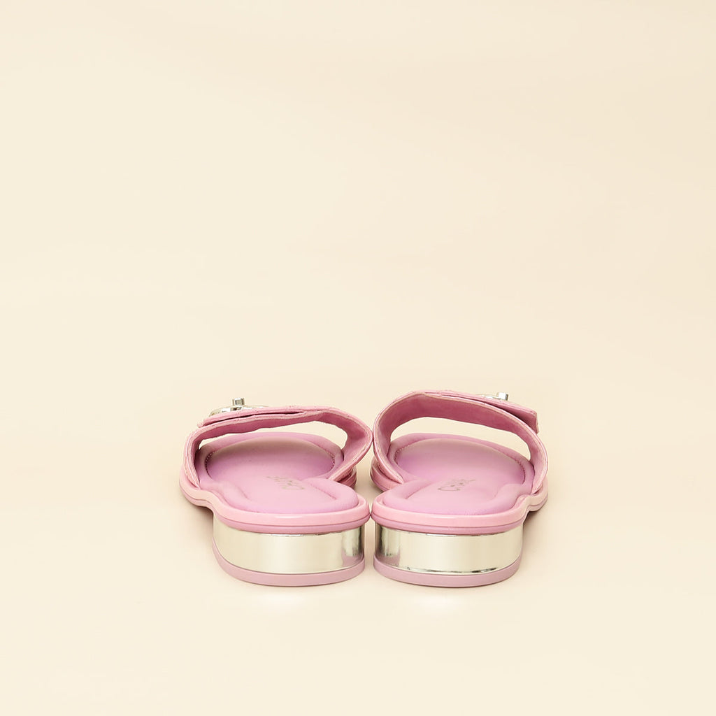 Chanel Lilac CC Twist Lock Quilted Slide Sandal 38.5