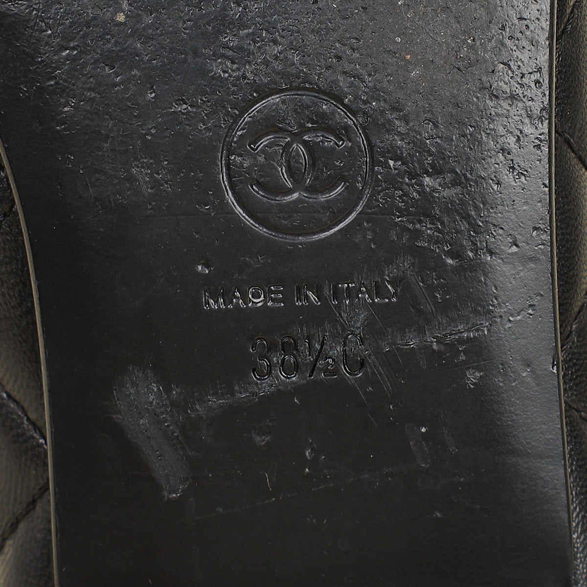 Chanel Black CC Cap Toe Quilted Ballerina 38.5