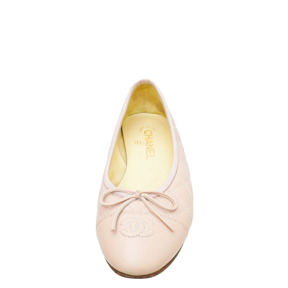 Chanel Light Pink CC Quilted Ballerina Flats 38.5