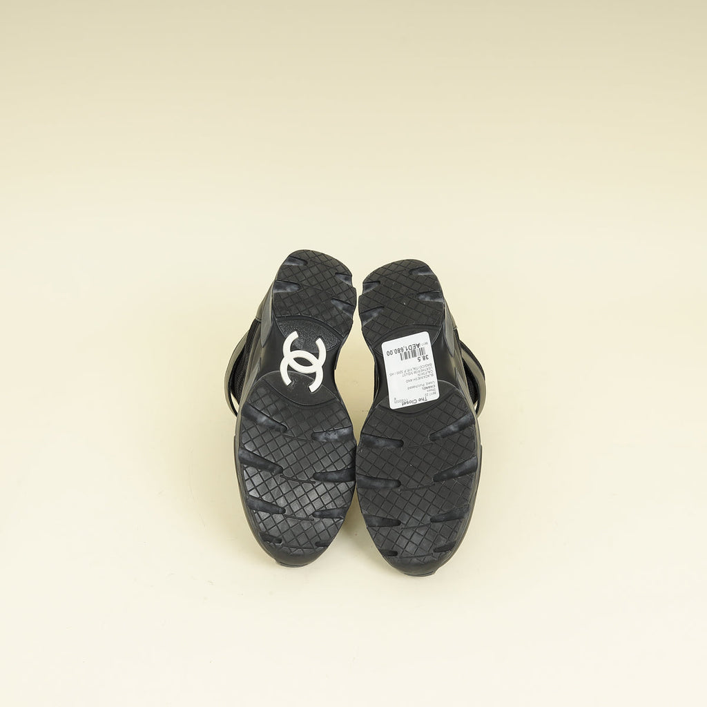 Chanel Black CC Mesh High Top Sneaker 38.5