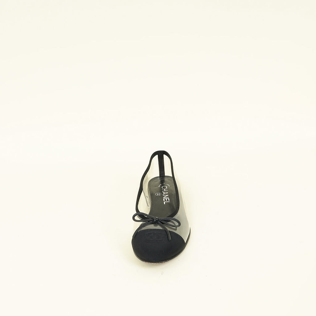 Chanel Bicolor CC Cap Toe Flat Ballerina 38