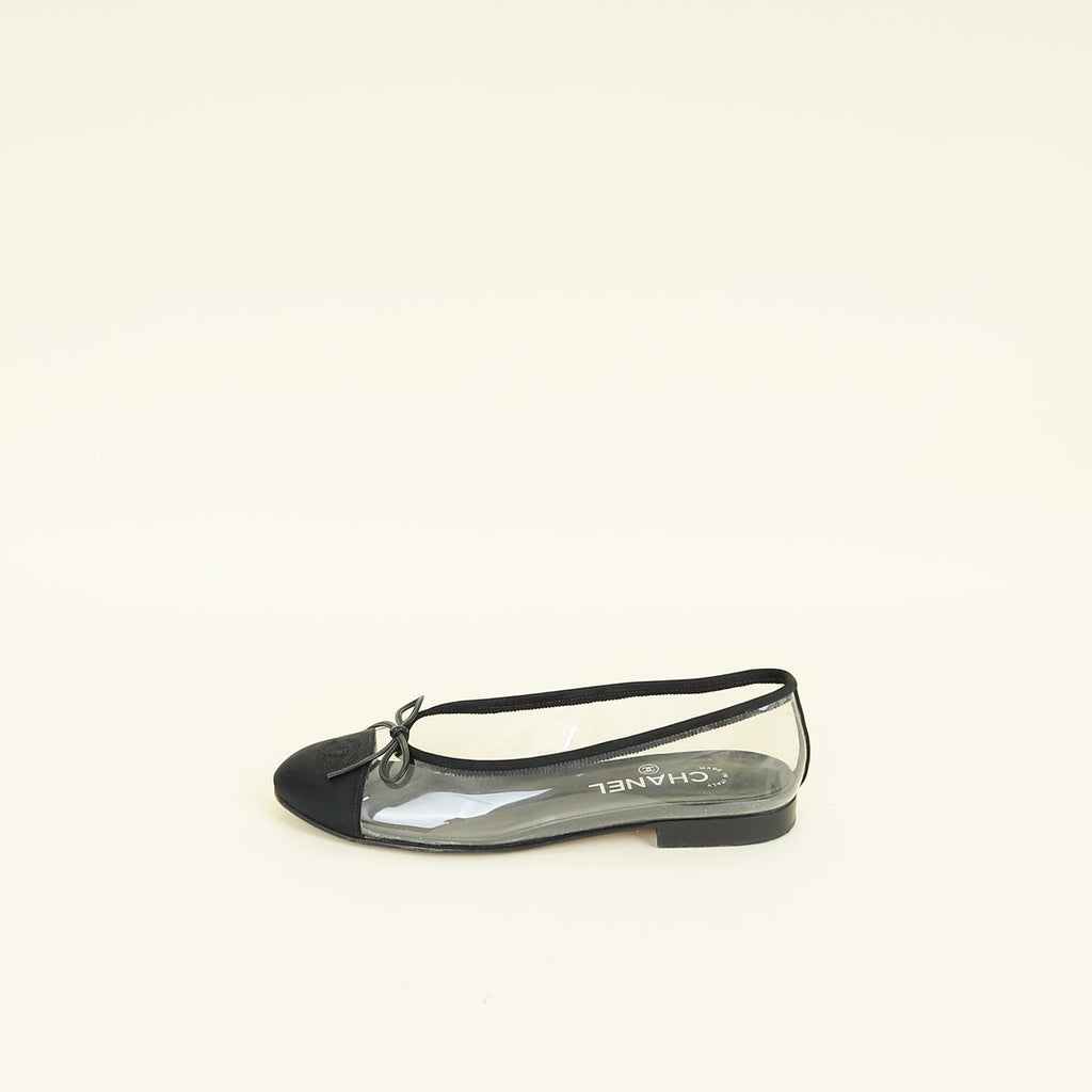 Chanel Bicolor CC Cap Toe Flat Ballerina 38