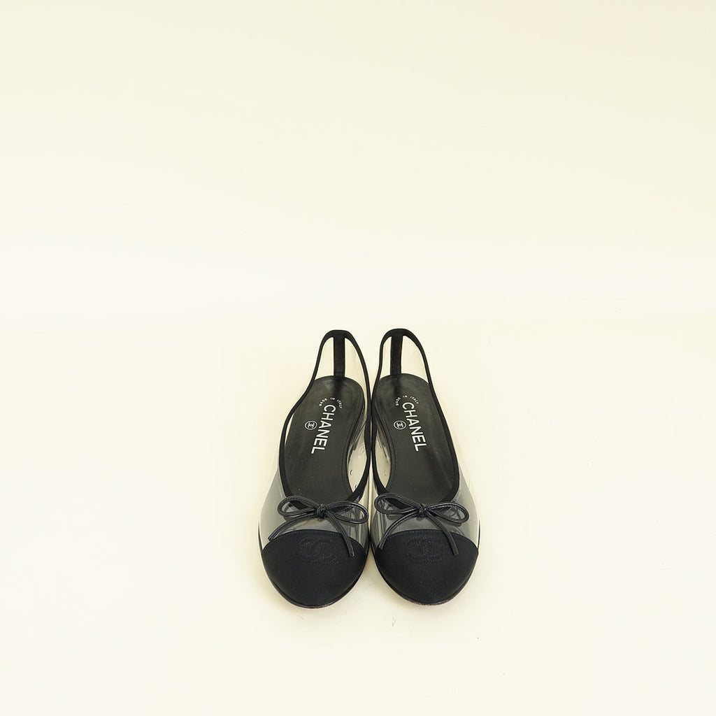 Chanel Bicolor CC Cap Toe Flat Ballerina 38