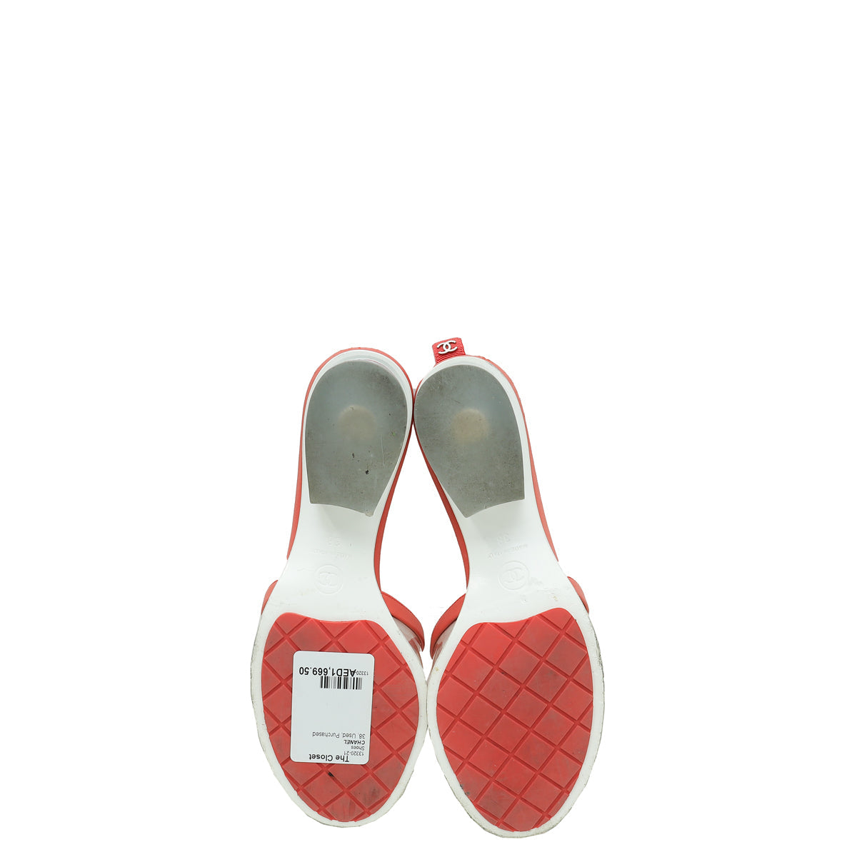 Chanel Red CC Logo PVC Slide Mules 38