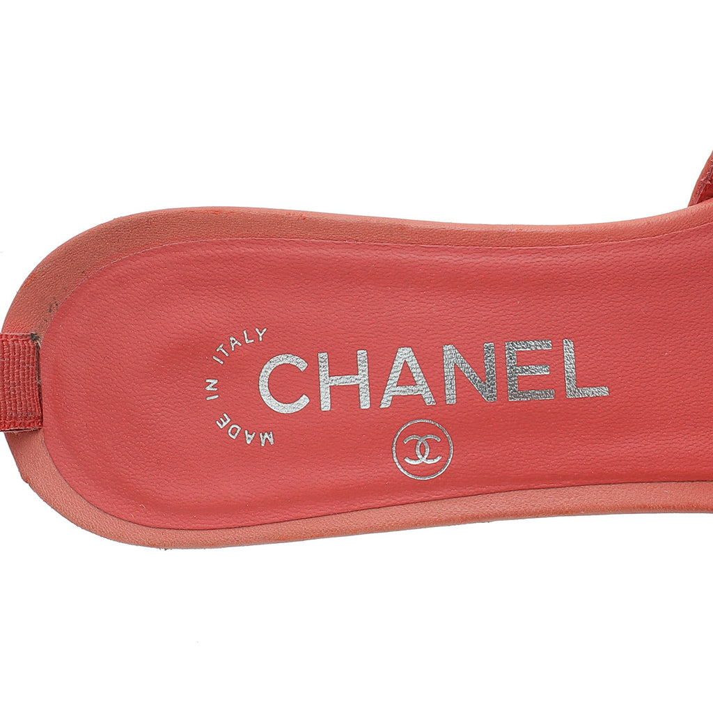 Chanel Red CC Logo PVC Slide Mules 38
