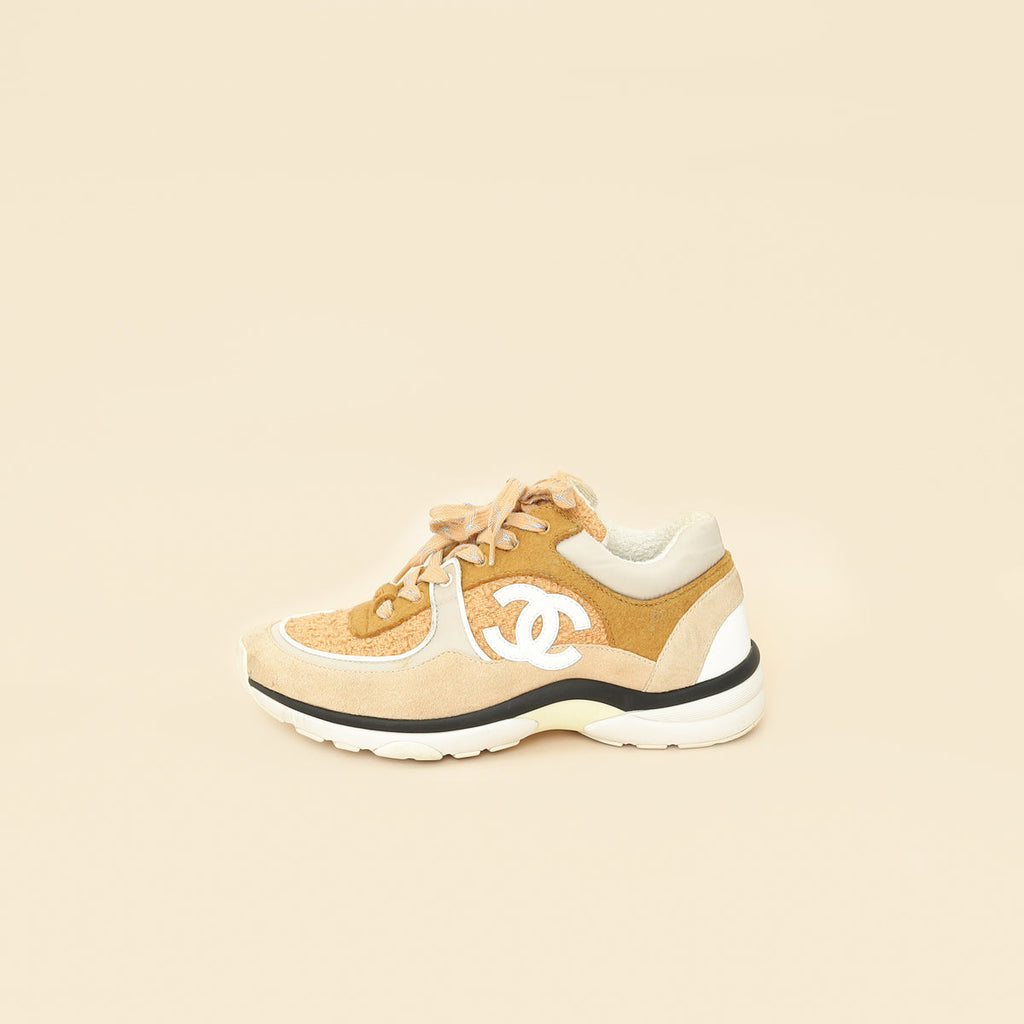 Chanel Beige CC Sneakers 38