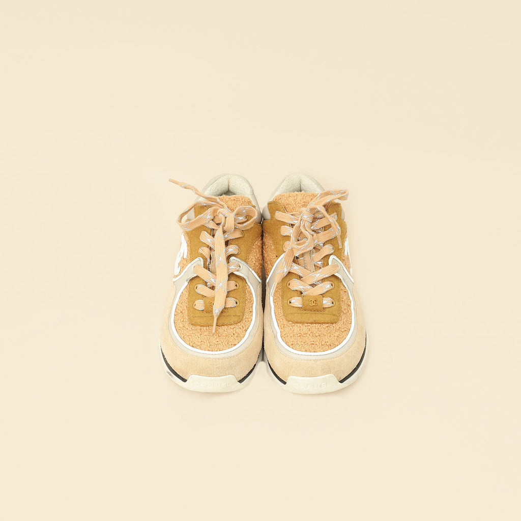 Chanel Beige CC Sneakers 38