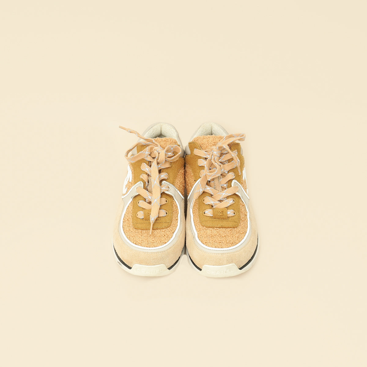 Chanel Beige CC Sneakers 38