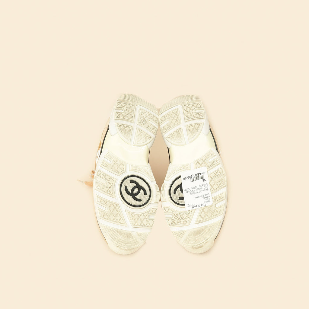 Chanel Beige CC Sneakers 38