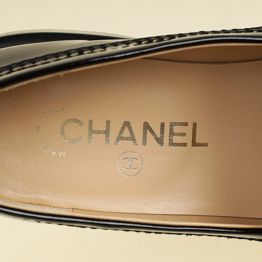 Chanel Black Logo Moccasins 38