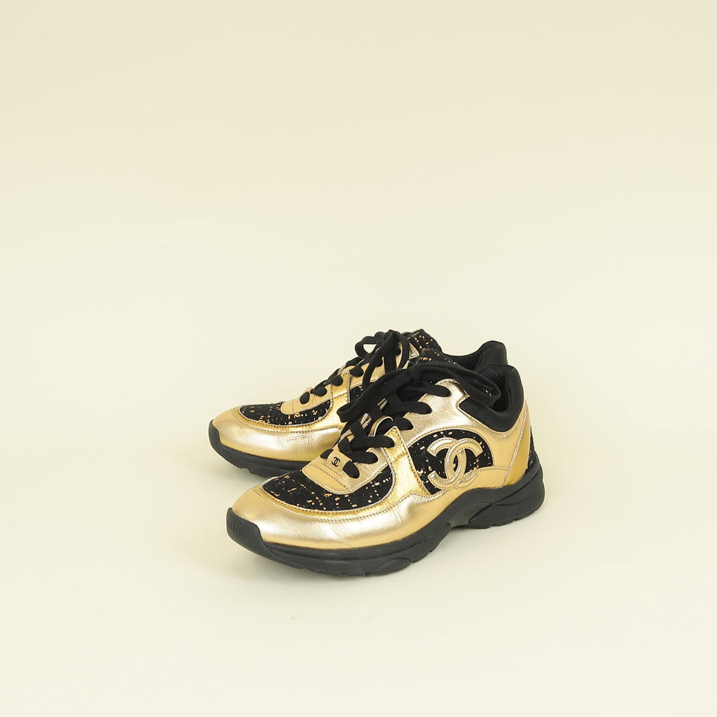 Chanel Bicolor CC Tweed Sneaker 39