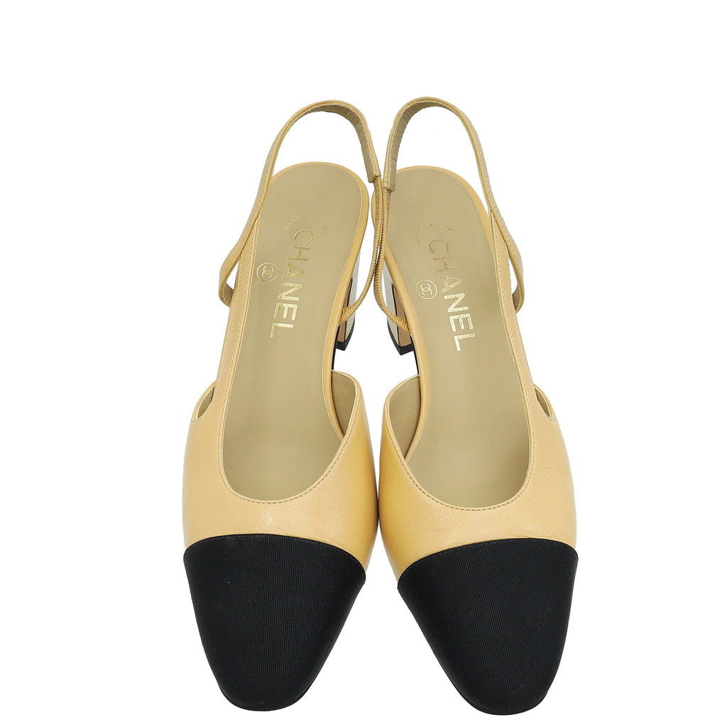 Chanel Bicolor CC Cap Toe Slingback 38