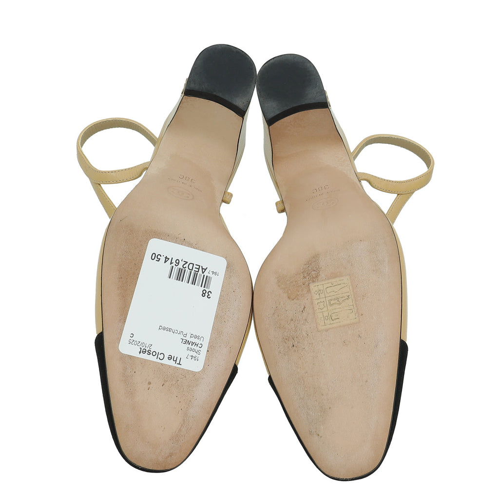 Chanel Bicolor CC Cap Toe Slingback 38