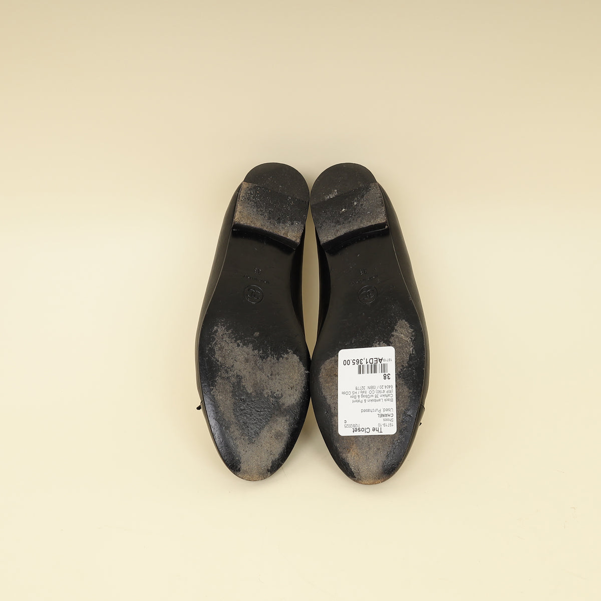 Chanel Black CC Ballet Flats 38